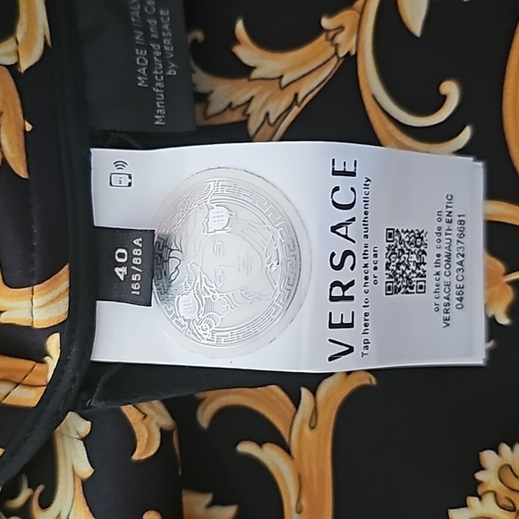 VERSACE 2019 Black Barocco Dress with Gold Medusa Buttons - Picture 13 of 17